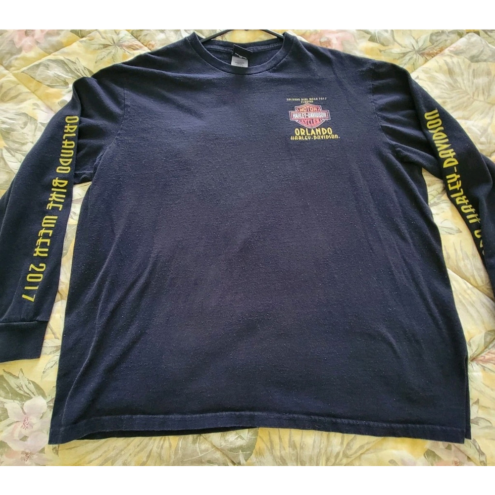 2017 Harley Davidson Bike Week Orlando FL 2XL Alligator Long Sleeve Shirt *flaws